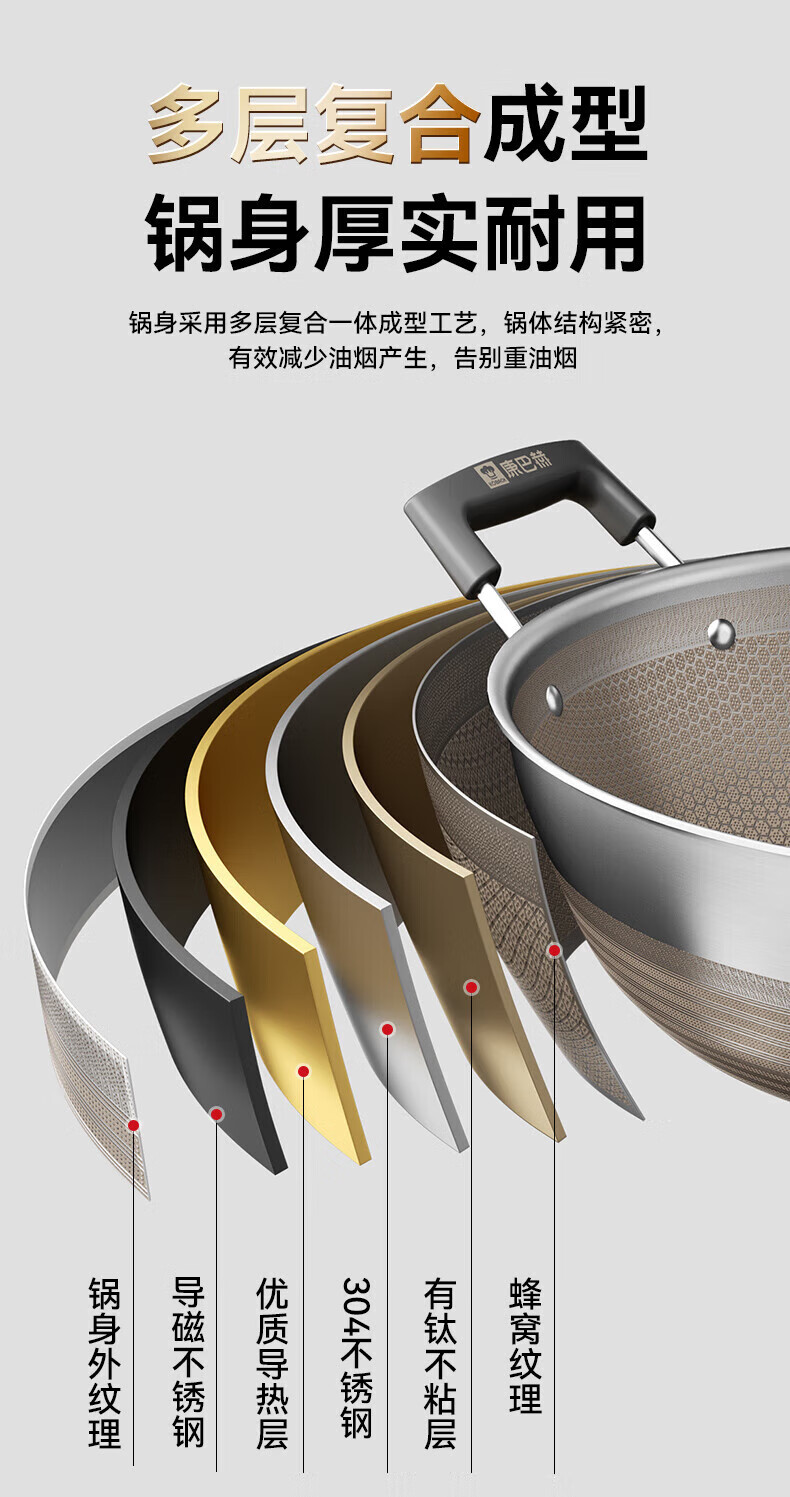 Kambach Titanium Honeycomb Double-Handle Deep Large Capacity Non-Stick 32cm Stew Pot Compatible with Gas and Induction Cooktops 9