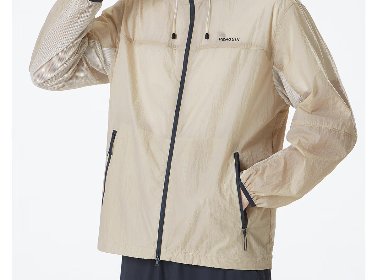 Qie Luotuo Co-Branded Photosensitive Sun Protection Clothing, Ice-Cool Breathable High SPF Garment M34BW01614, Sand Green/phantom Black, Size L 3