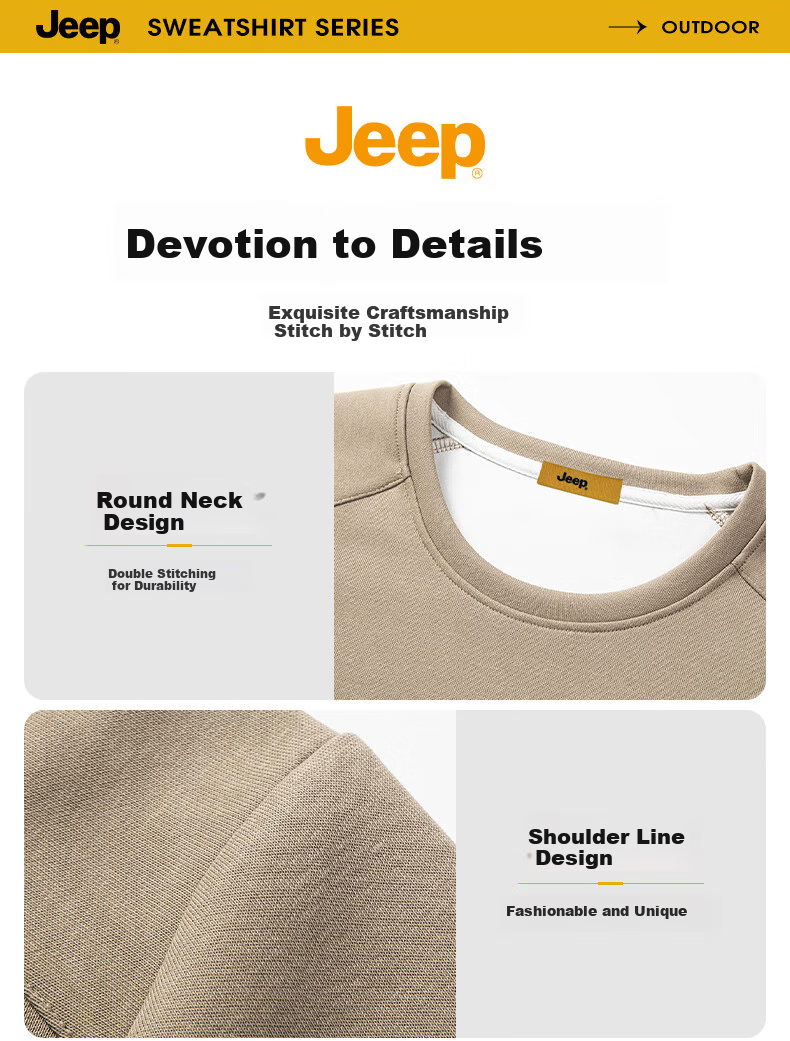 JEEP Men's Sweatshirt, Loose-Fitting Long-Sleeve T-Shirt for Autumn, Versatile Round Neck Undershirt, Casual Menswear, Black, Size L 8