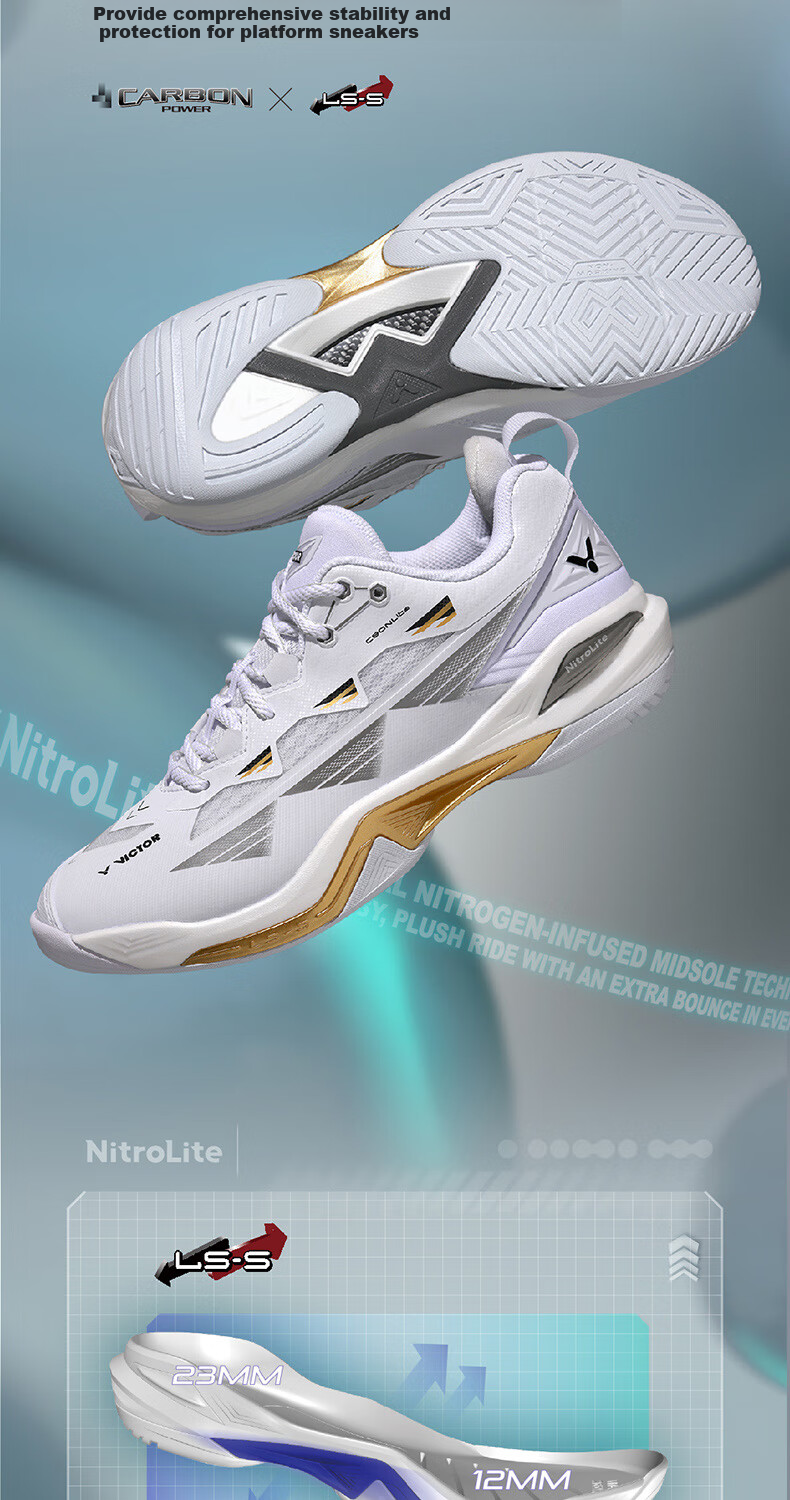 VICTOR Badminton Shoes, Non-Slip And Shock-Absorbing Protection, C90NL White New Model, High-End Competition Shoes, White, Size 40 4