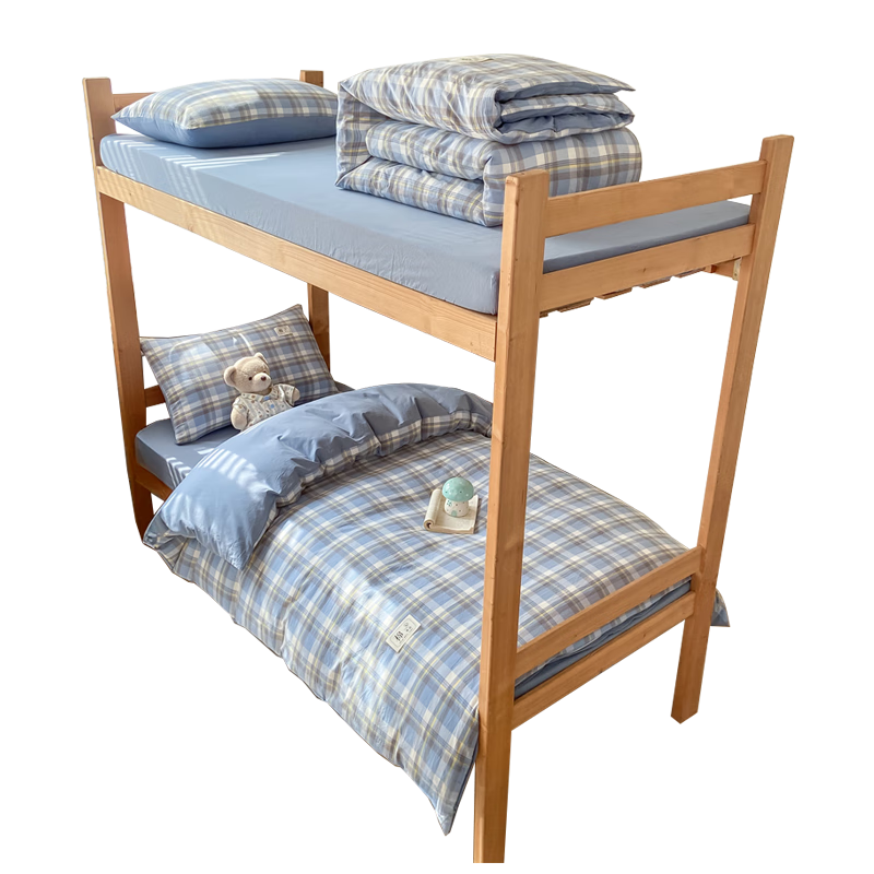 Wuyinliangpin Class A Student Dormitory Bedding Set, Three-Piece Pure Cotton Set for Single Bed, Includes Bed Sheet And Duvet Cover, 150*200cm