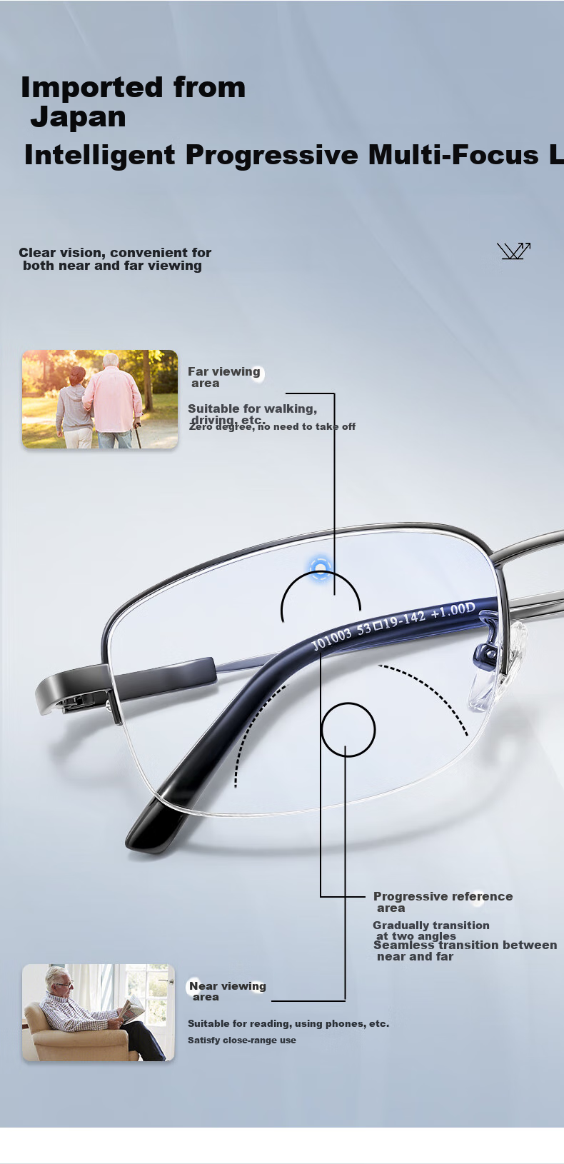 CAPONI Reading Glasses for Men, Automatic Zoom Genuine Bifocal Smart Glasses for Elderly to See Far And Near, Making Them Look Younger 3