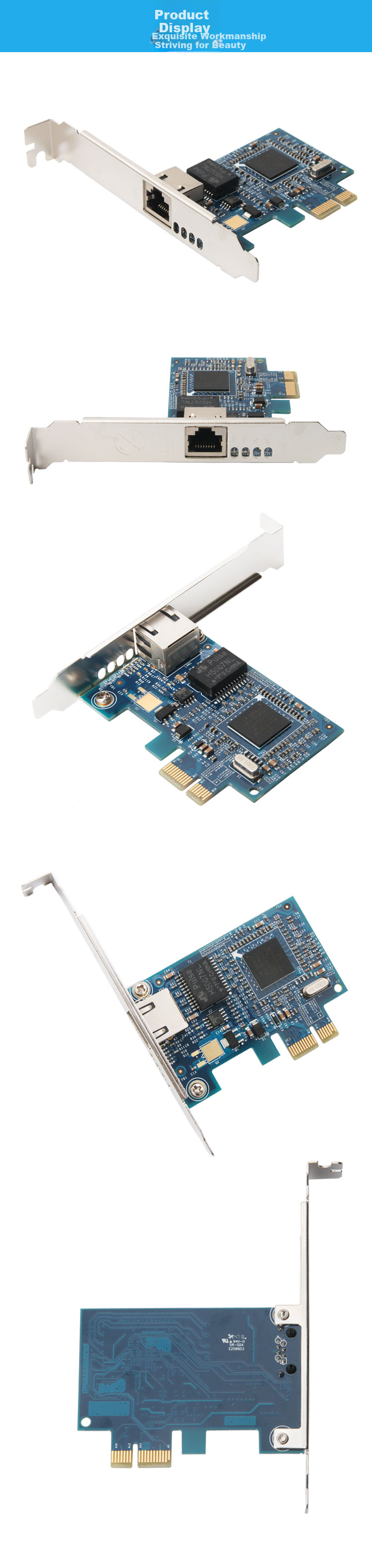 MOGE Desktop Built-In Wired Network Card, PCIE Single-Port Gigabit Ethernet Card BCM5721, High-Speed Diskless PXE Boot, Supports ROS/EXSI/Huaju MC2255 4