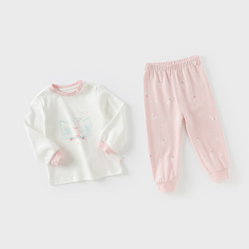 DAVE & BELLA Girls' Autumn Cotton Long Johns Set Baby Children's Pajamas Infant
