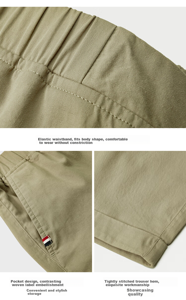 Giordano Women's Cropped Pants, Summer Pure Cotton Woven Trousers, Elastic Waist, Lightweight Casual Pants, 05424354 21