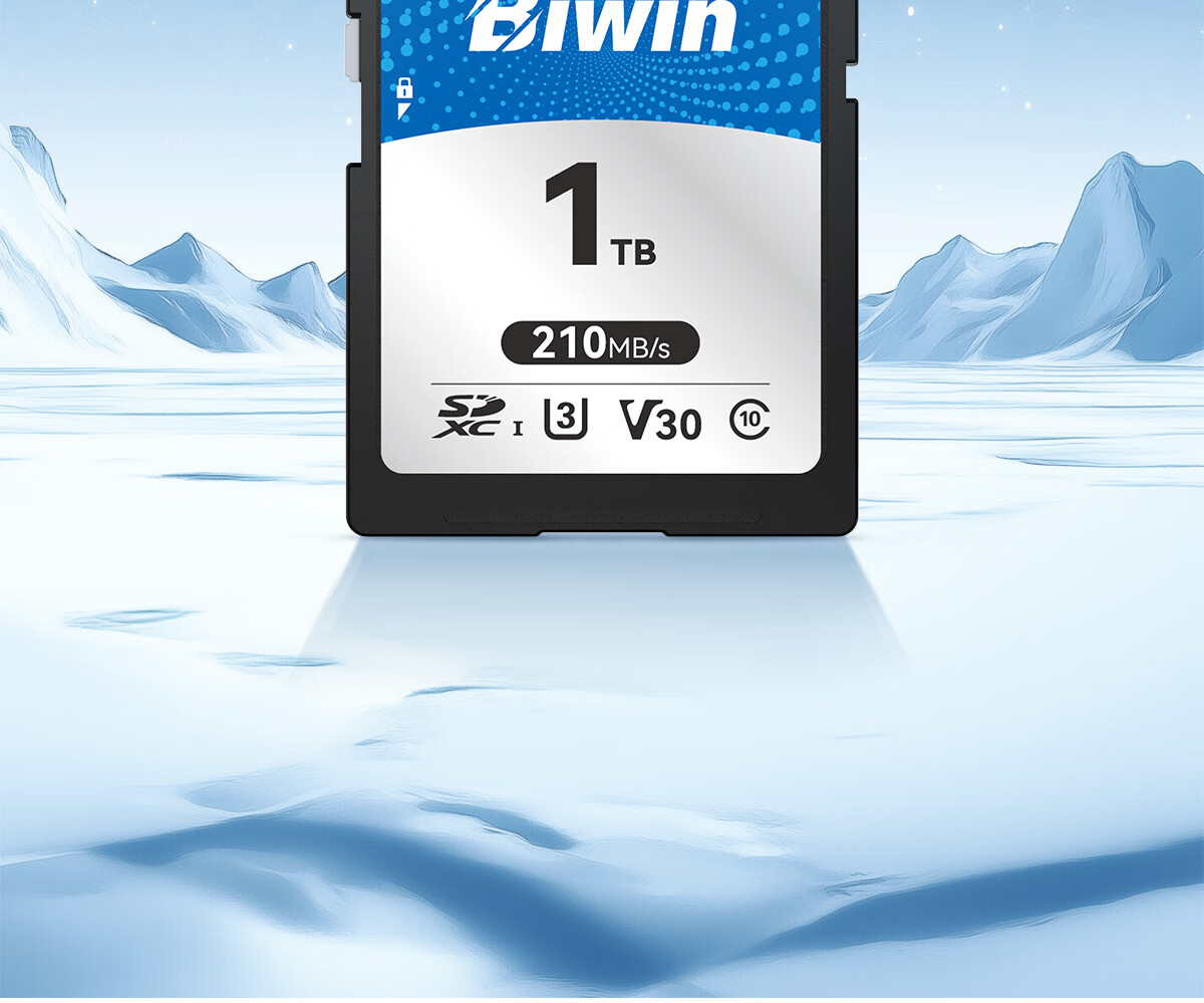 BIWIN 128GB SD Memory Card U3 V30 High-Speed Camera SD Card 4K Ultra HD Recording Read Speed 210MB/s Write Speed 70MB/s 2