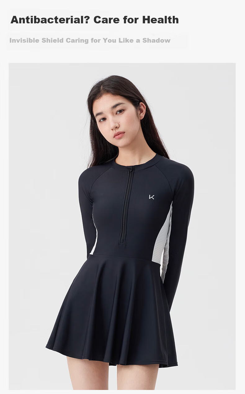 Keep Swimsuit, Women's One-Piece Long-Sleeve Dress-Style Professional Swimwear, Plus Size Hot Spring Swimwear, 113 Purple, M 4
