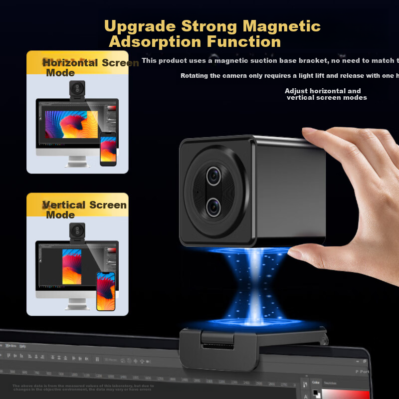 Stiger [Metal Magnetic] 4K Computer Live Streaming Camera Dual-Lens 20x Zoom Horizontal And Vertical Screen with Microphone High-Definition USB External for TV Studio, Desktop And Laptop Live Streaming, Product Promotion And Meetings