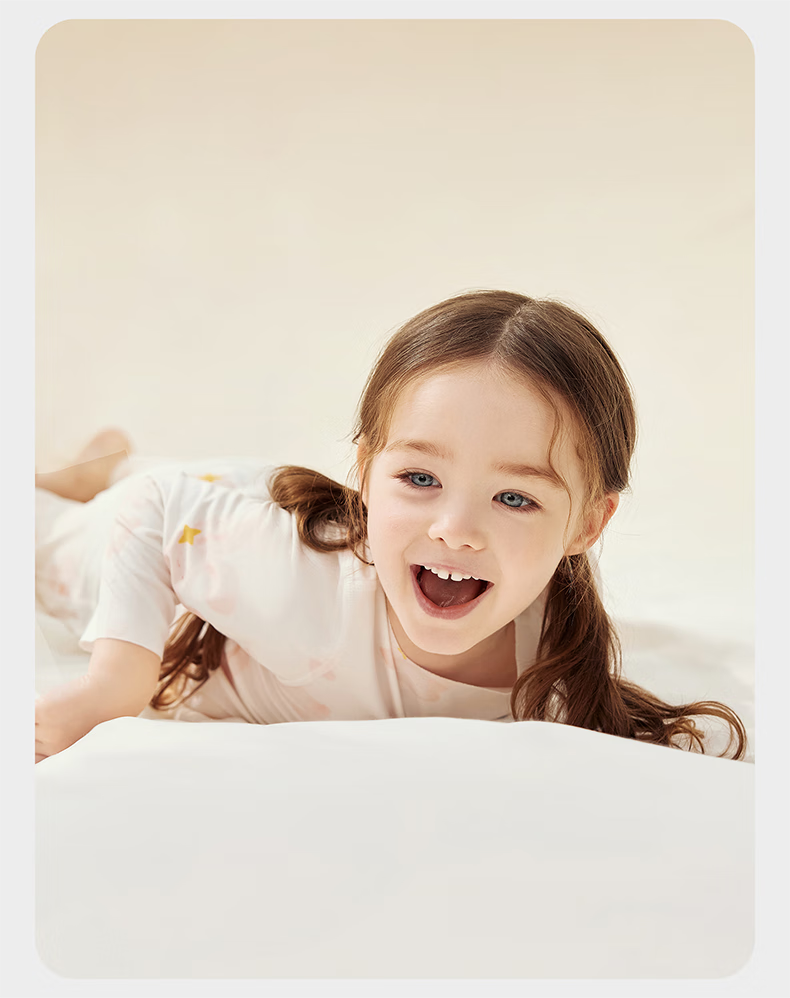 Babycare Camellia Children's Homewear Spring Summer Modal Lightweight Pajama Set Shell White 130 38