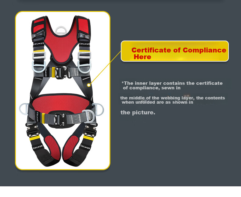 Geermu Five-Point Safety Harness, National Standard High-Altitude Safety Rope, Full-Body GD3698 Double Large Hook Buffer Pack, 1.8 Meters 7
