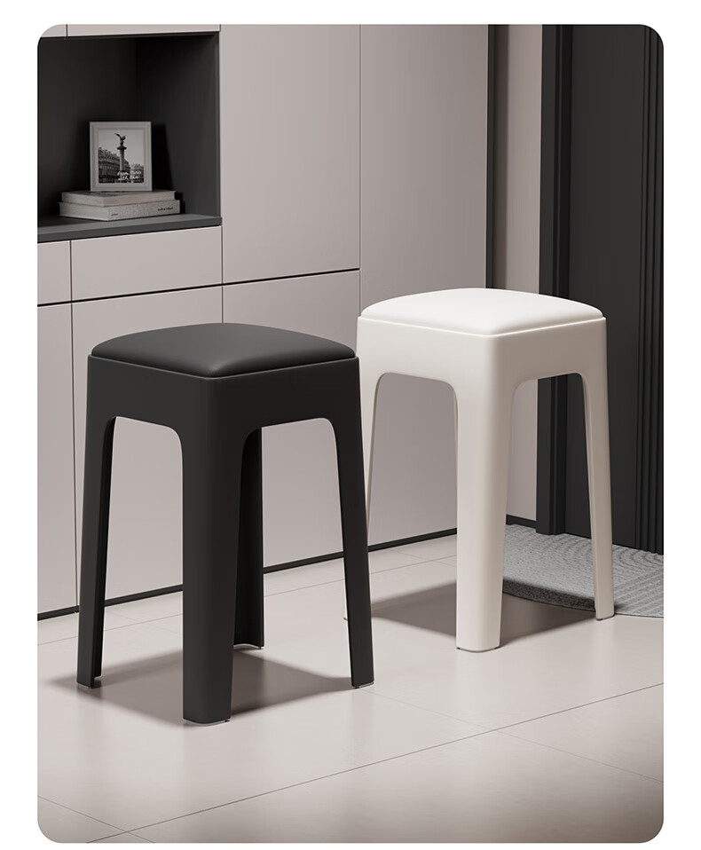 40,000 Kilometers Plastic Stool Thickened Stackable Square Stool Modern Simple Durable Dining Stool Spare High Chair 1