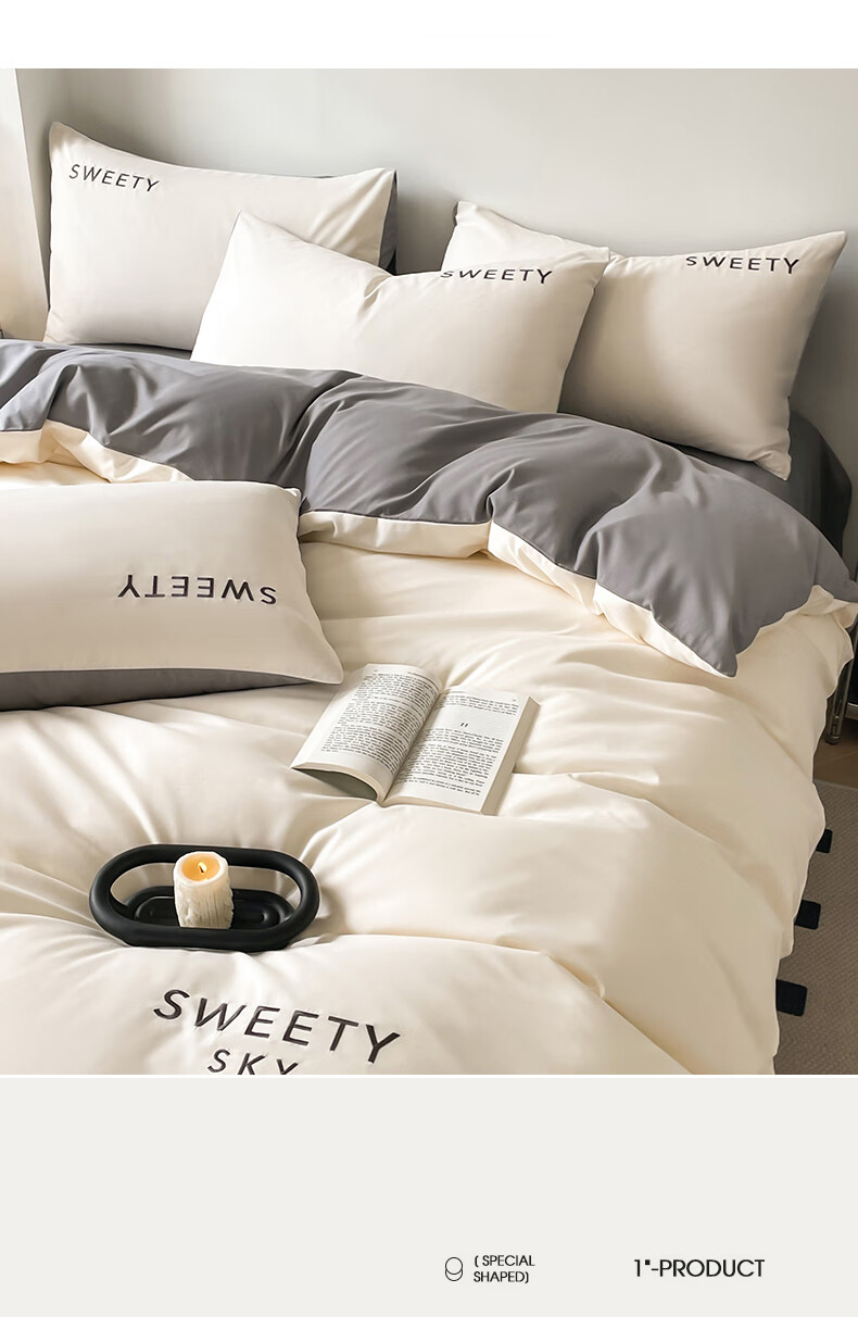 AVIVI Class A Washed Cotton Embroidered Duvet Cover Single Dormitory Single Bed Quilt Cover 150x200 Clear Sky White 5
