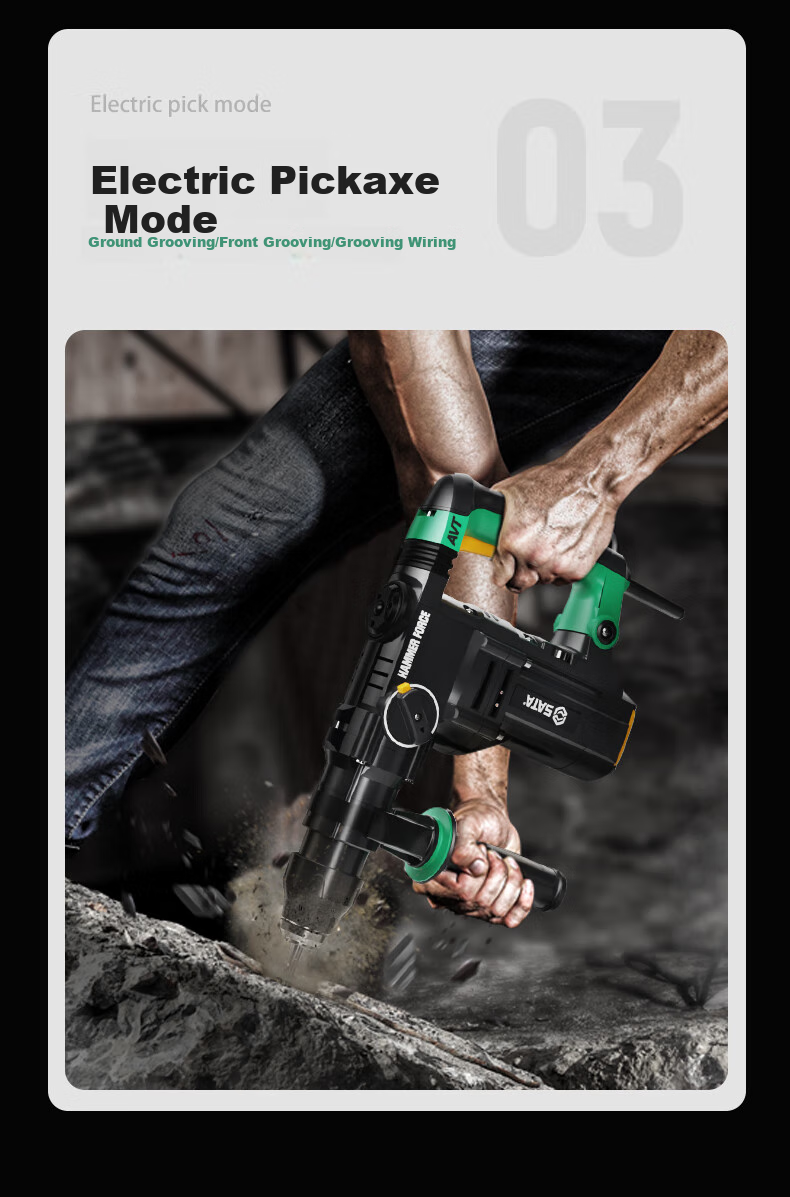 Shida (SATA) Electric Hammer, Pickaxe, Drill, Multi-Functional Impact Drill, Concrete Industrial Grade High-Power D05733 Standard 2