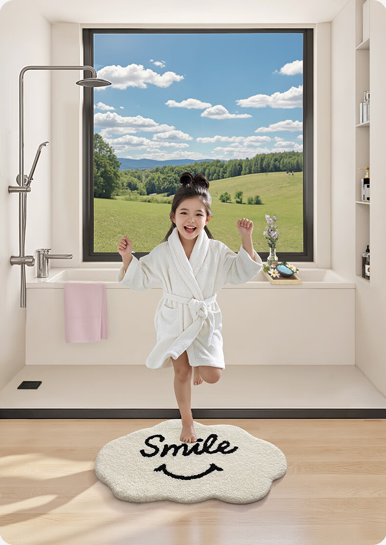 Dajiang "Yun Xiao Huan Yan" Smiley Co-Branded Bathroom Mat, Entrance Doormat, Absorbent Foot Mat, 50x80cm 4