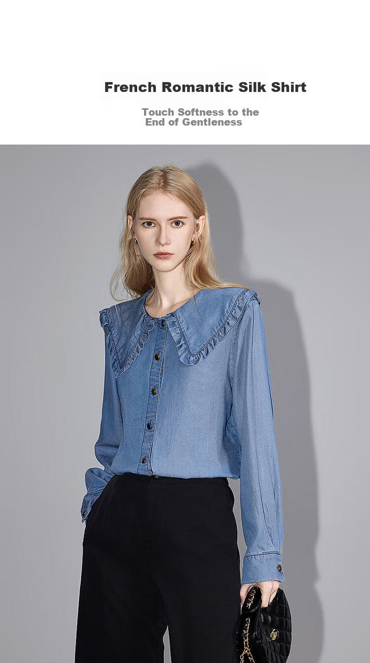 Dme Denim Shirt, Spring And Autumn Turndown Collar Long-Sleeve Shirt, Women's Top 3