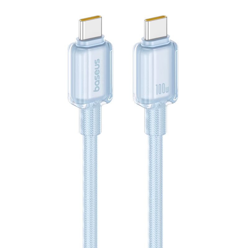 BASEUS Apple 18W Charging Cable, Dual-Head Type-C Data Cable, PD100W Compatible with IPhone17P/16/15, Phones, Mac Computers, IPad, Huawei, Honor, Xiaomi, 1 Meter, Blue