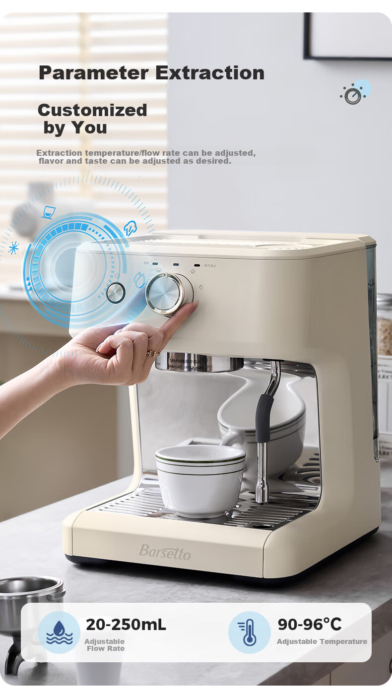 Barsetto [30-Day Price Protection] Baisengtu Italian Semi-Automatic Home Cold Brew Coffee Machine, Temperature-Controlled Pump-Pressed Extraction, Detachable Machine for Cold And Hot Dual Extraction, Small Grinder M2C Beige Set 4