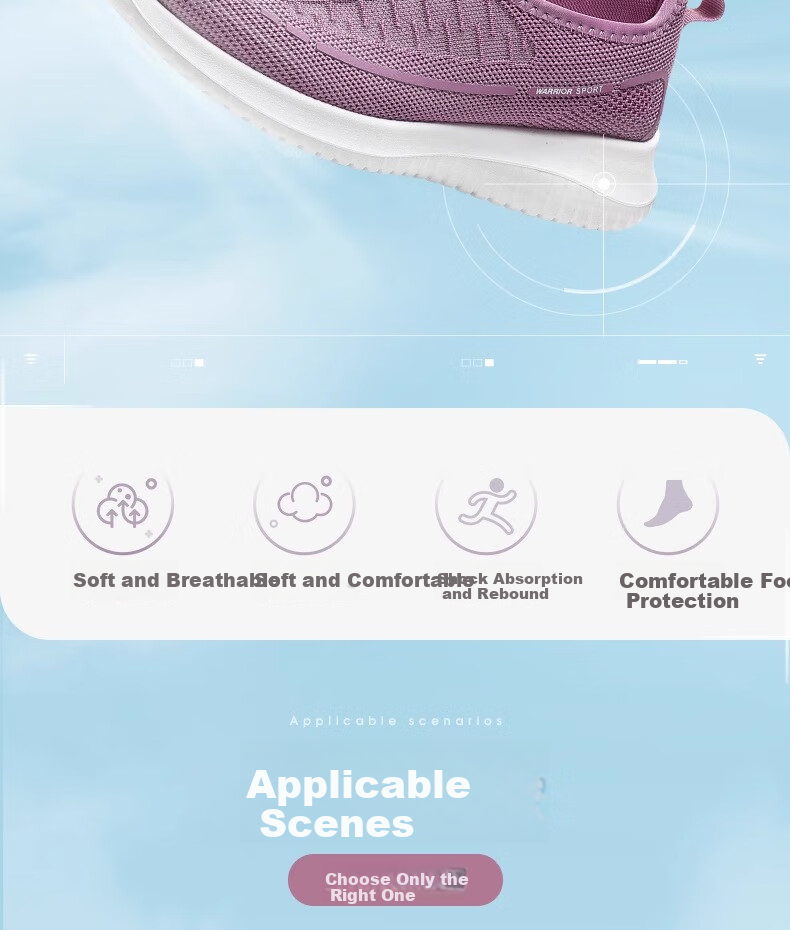 Warrior Women's Shoes, Mom Shoes, Autumn Season, Soft Sole Slip-On, Soft-Bottomed Sports Old Beijing Cloth Shoes, 0603, Light Purple, Size 39 3