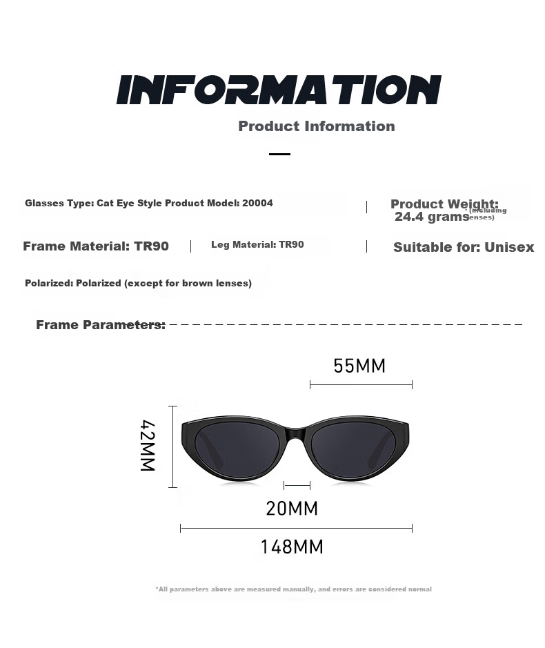 Chaersitaoxin Polarized Sunglasses for Men And Women, UV Protection GM Style Small Frame CJ20004 Back to School 2