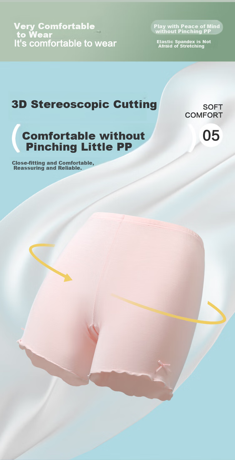 Hodohome Children's Underwear, Girls' Modal Antibacterial Pure Cotton Crotch Safety Shorts, Anti-Chafing Butterfly Bow Base Layer Pants 002 130 6