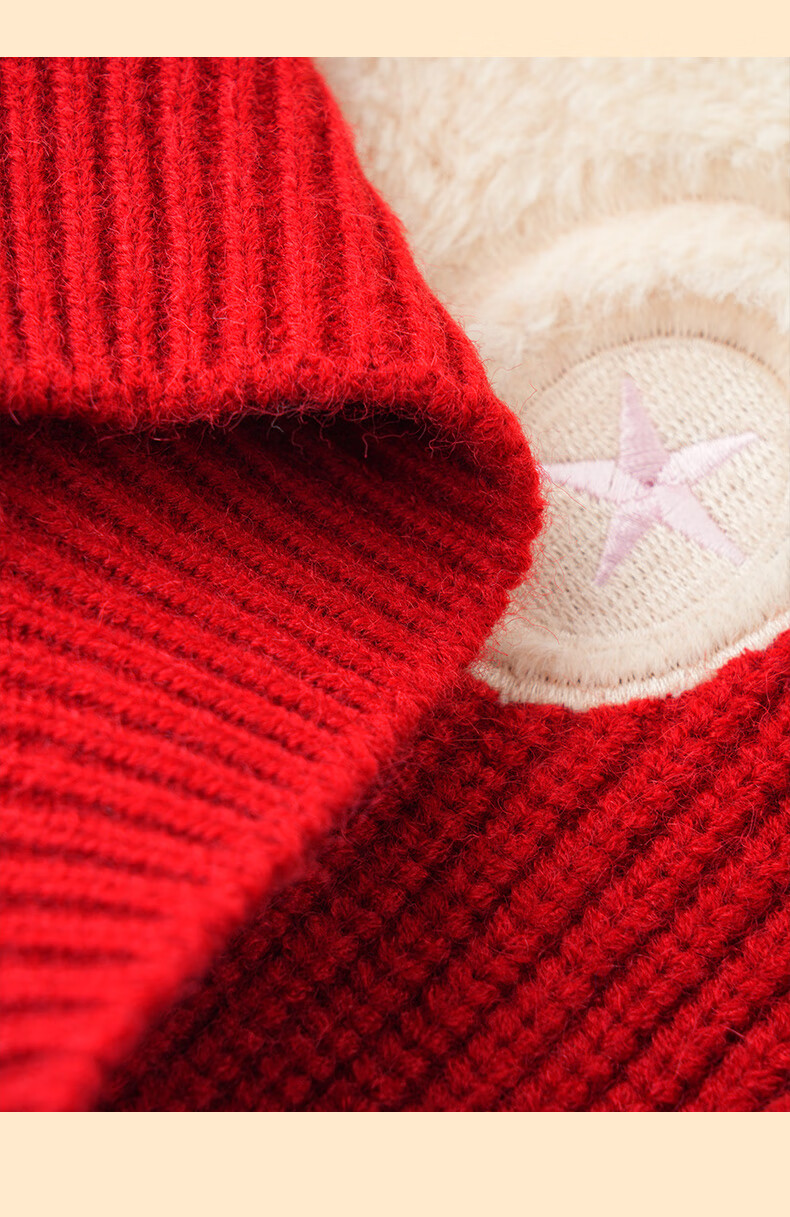 MOMOCO Kids Thick Sweater Boys Casual Winter Korean Style Bear Sweater Red Size 105 3