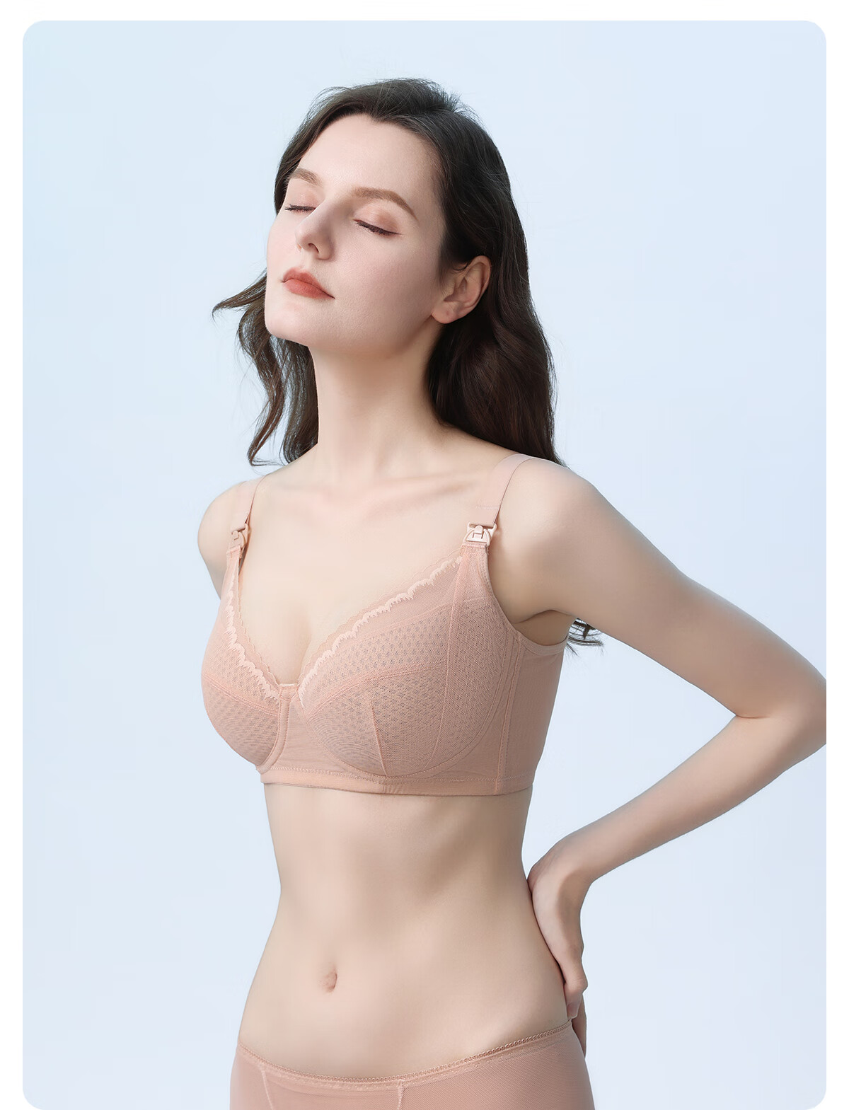 JOYNCLEON Honeycomb Cup Nursing Bra Summer Thin Maternity Breastfeeding Anti-Sagging Pink L 24