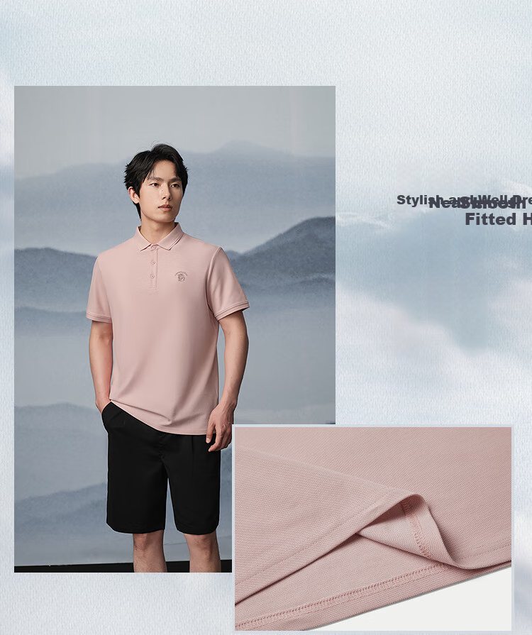 HLA Short-Sleeve Polo Shirt for Men, Chinese Dragon Cool Breathable Short-Sleeve Shirt for Men in Summer 3
