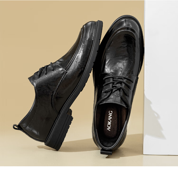 Aokang Men's Shoes, 2025 New Spring And Autumn Men's Business Casual Leather Shoes, British Formal Derby Shoes, Soft-Soled Work Leather Shoes MT 3