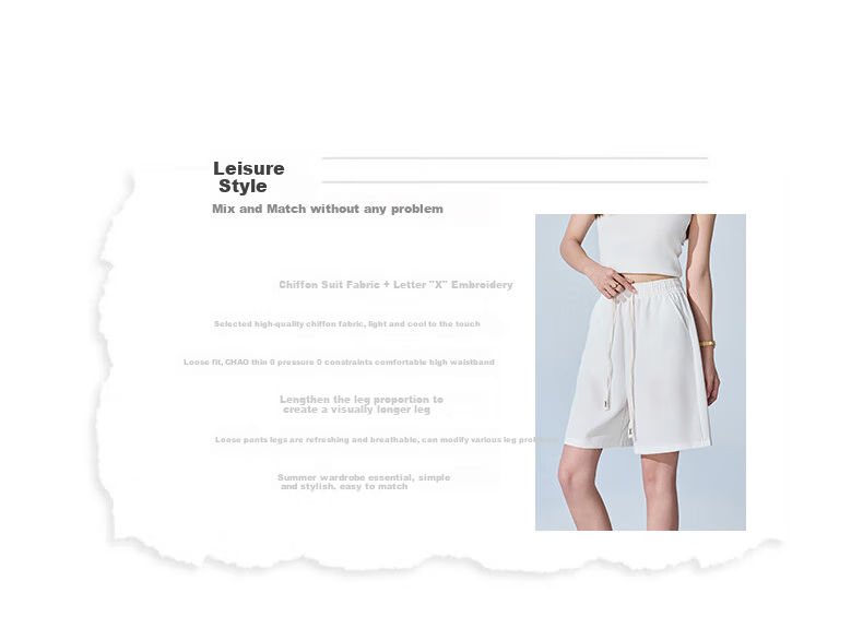 XUEXIMAN Women's Summer Thin Loose Wide-Leg Five-Point Suit Shorts High-Waist A-Line Slim Casual Pants 2