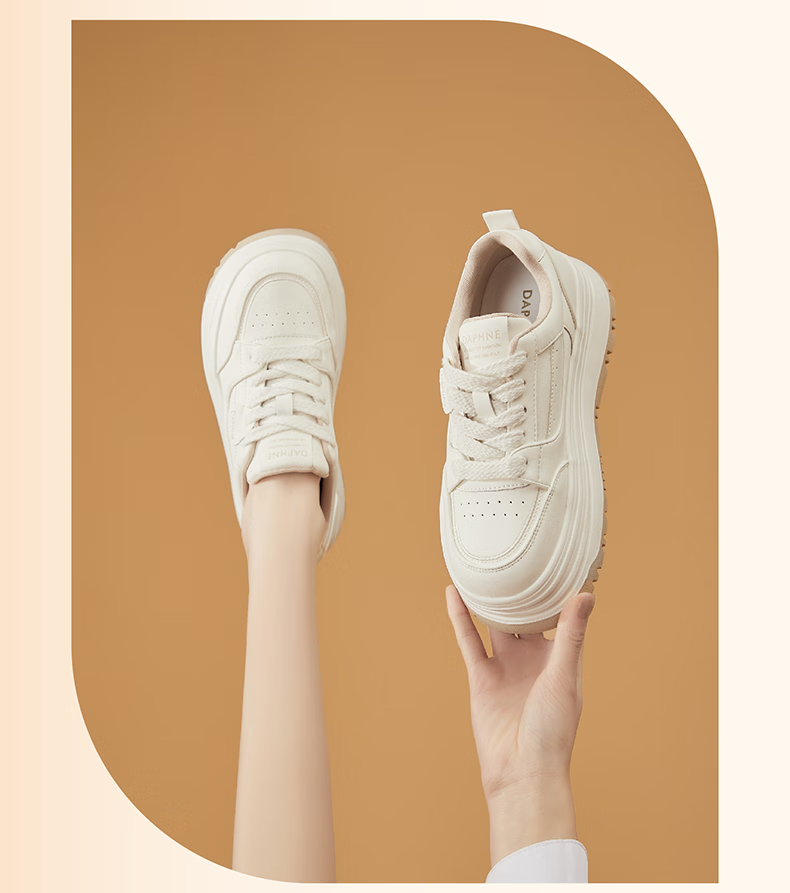 DAPHNE Thick-Soled White Sneakers for Women, 2026 New Summer Lace-Up Shoes, Fashionable Versatile Canvas Shoes for Wome 13