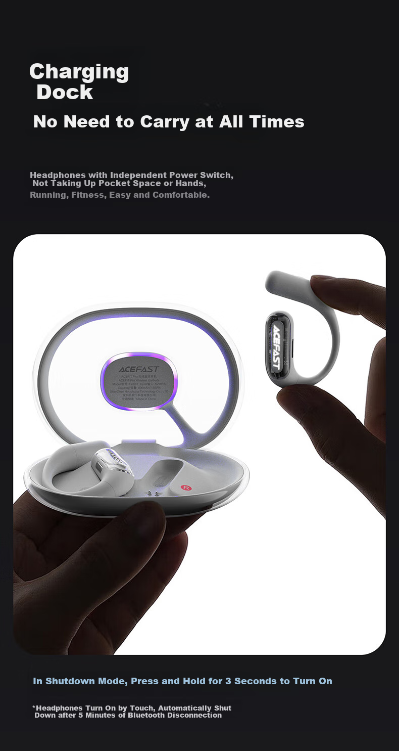 ACEFAST Jisu [Subsidies] Luminous Open-Ear Bluetooth Headphones with Long Battery Life, Call Noise Reduction, Sports Cycling Sweat-Resistant Gaming Earphones Non-Bone Conduction Over-Ear Style 18