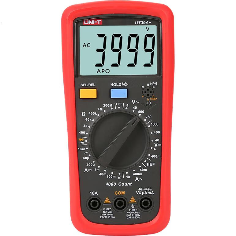 Цифровой мультиметр UNI-T UT39A+, ручной диапазон, многофункциональный бытовой прибор, измерение сопротивления, емкости, напряжения, силы тока