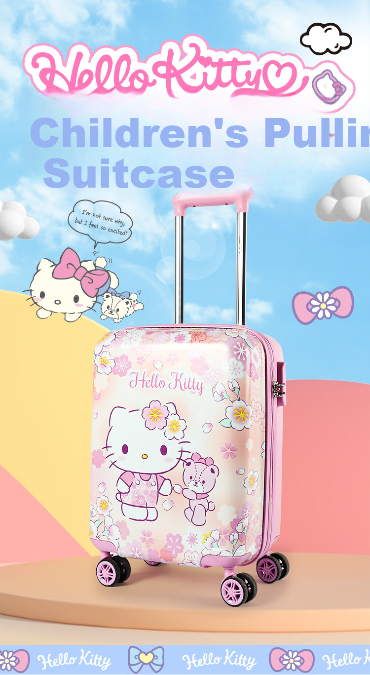 Mesuca X Sanrio Kuromi Password Lock Suitcase with Universal Wheels, Girls' Trolley Case, 18-Inch Children's Luggage, Carry-On Suitcase 2