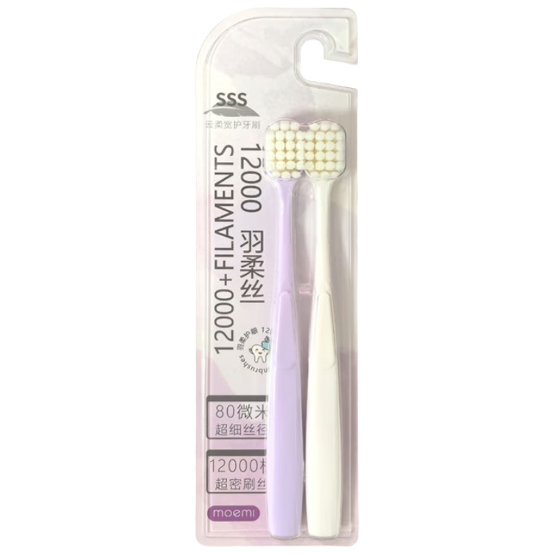 Moemi Oral Care Professional Recommended 10,000 Soft Bristle Toothbrush Cloud-Soft Wide Protection Couple's Set of 6 with Wide Head Desig