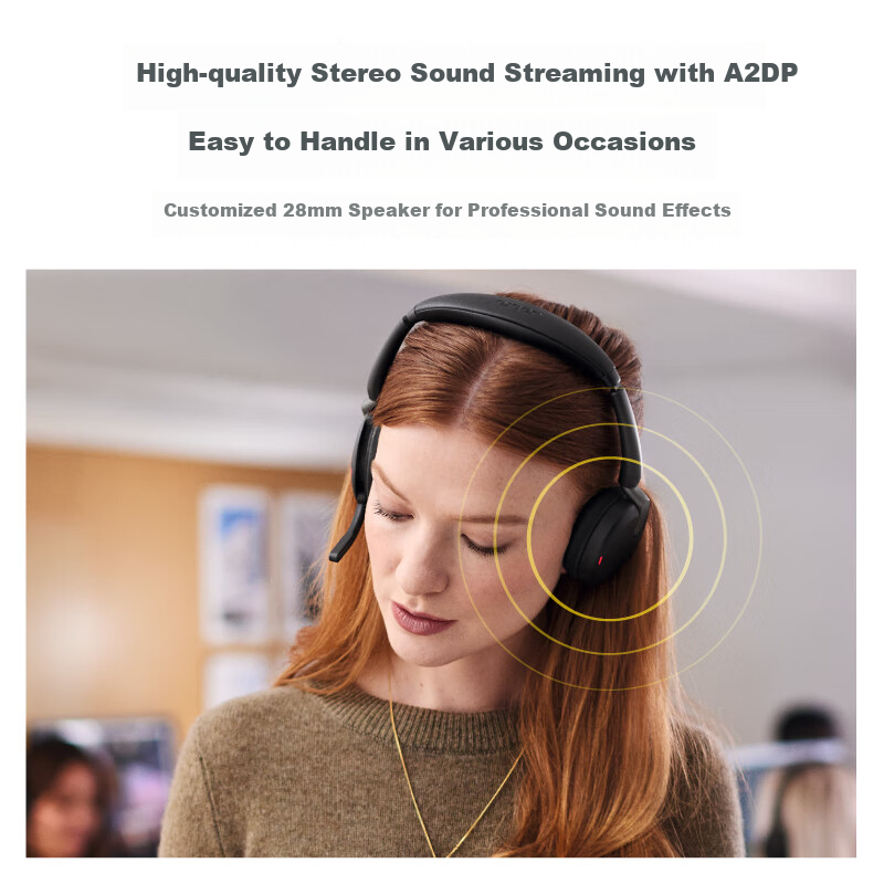 Jabra Evolve2 65 Flex UC Wired Headset with Wireless Charging Dock for Computer Office Meetings, Customer Service Calls, Online Education, Bluetooth Noise-Cancelling Headphones
