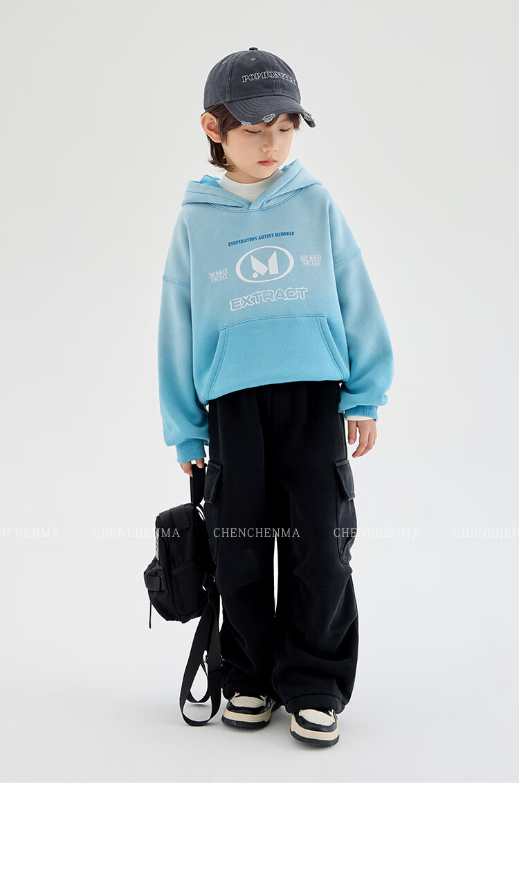 Chenchen Mom Gradient Parent-Child Gradient Color Hooded Fleece Sweatshirt 6762D 28