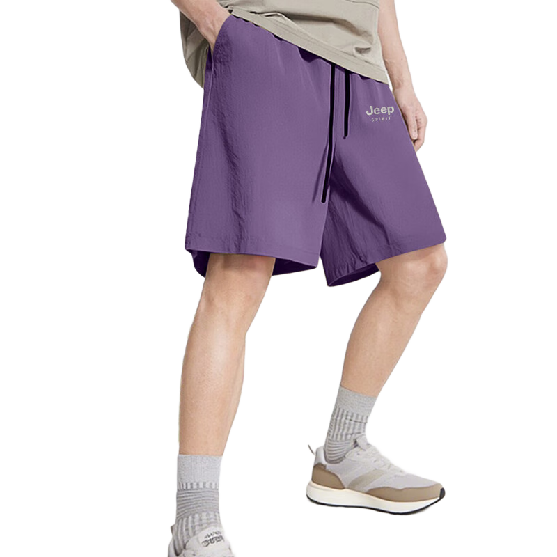 JEEP SPIRIT Men's Summer Thin Ice Silk Breathable Quick-Dry Mountain Style Sports Shorts Purple 3XL