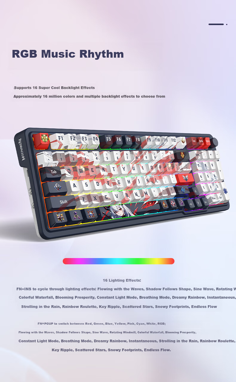 REDRAGON KS99 Custom Mechanical Keyboard, 98-Key Gaming Keyboard, Wireless Tablet Keyboard, New Year Gift, Blackberry Pink Gradient - Thin Lemon Switch 14