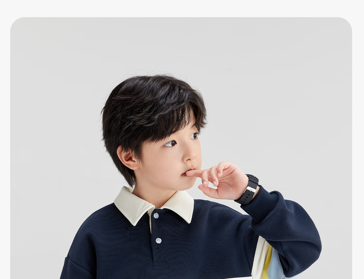 Zuoxi Boys' Polo Shirt Sweatshirt, 2026 New Trendy Children's Striped Color-Block Pullover, Navy Blue, Size 160 11