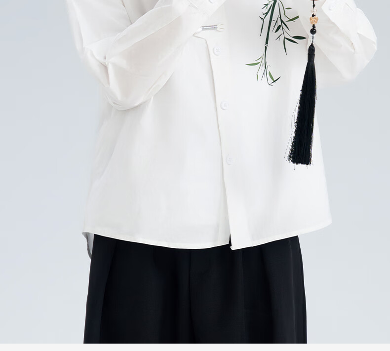 Luomeng Children's Chinese-Style Jacket, New Traditional Boys' Shirt, Versatile Spring And Autumn Bamboo Casual Shirt for Boys, White, Size 140 13
