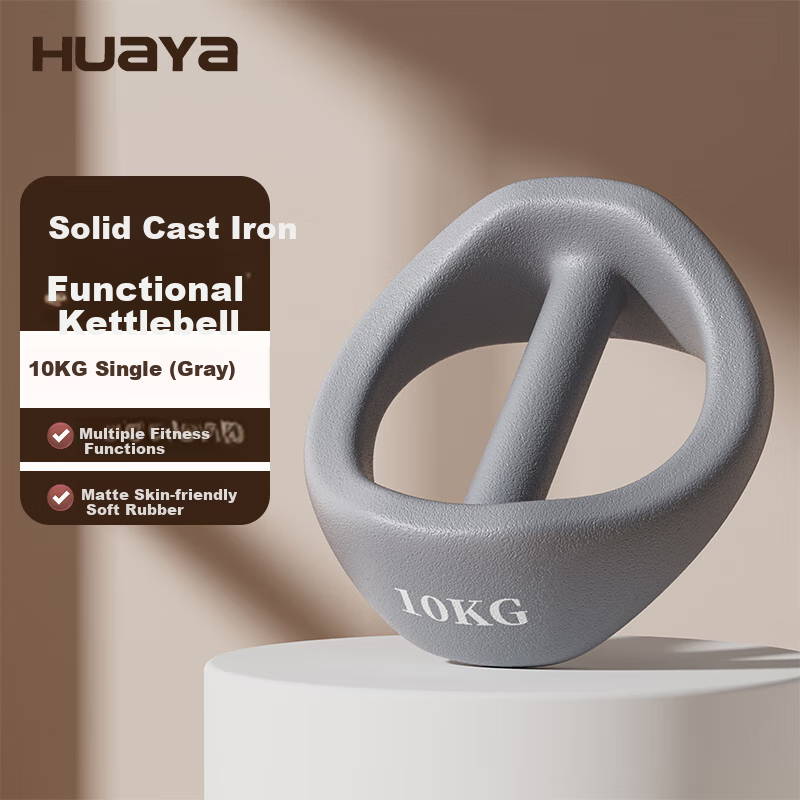 HUAYA Dumbbell And Kettlebell Combo Fitness Equipment Set, Rubber-Coated Cast Iron Hand Weights for Home Use, Squats, Glute Exercises, Arm Workouts, 10kg Gray