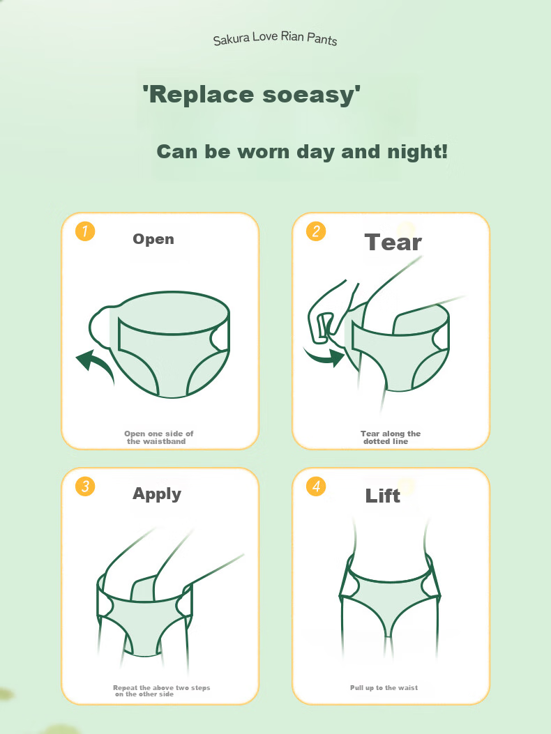 Eunjie Daily Comfort Pants L-XL Size 9 Pieces with Velcro Opening And Closing Waistband, Breathable Morning Panty-Style Sanitary Napkins 5