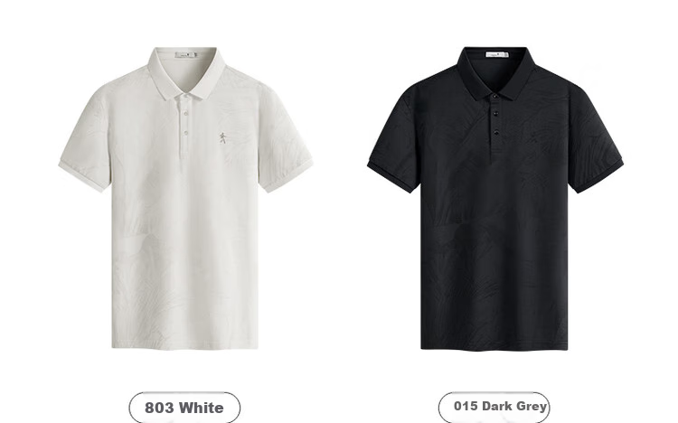 DANCING WOLVES [7A Antibacterial] Summer Cool-Feeling Mulberry Silk All-Over Men's Short-Sleeve POLO 803 Pure White S(165) 6