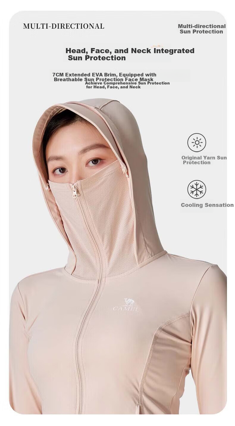 CAMEL Cool White Skin Spring Summer Sunscreen Jacket Breathable Original Yarn Sun Protection Women's 724BZ00009 6