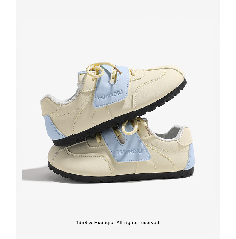 Global Magic Velcro Board Shoes Puffy White Shoes New Ins Ugly Cute Women's German Training Shoes KMXFX8093 Beige Size 35 17