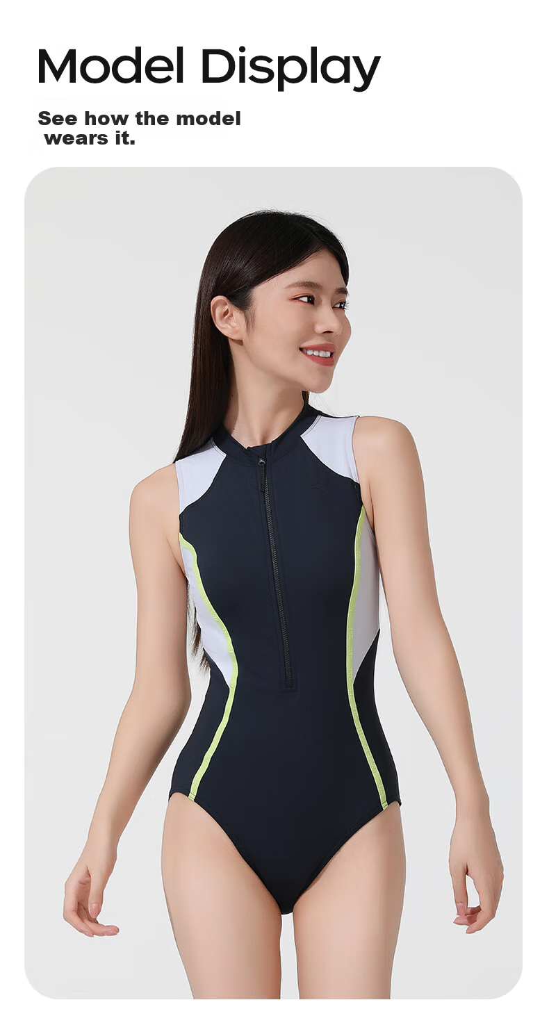 ANTA Slim Waist Women's Swimsuit, Adult One-Piece Triangle Casual Racing Swimwear, Figure-Flattering, Tummy-Covering, Quick-Drying Swimwear, Size M 9