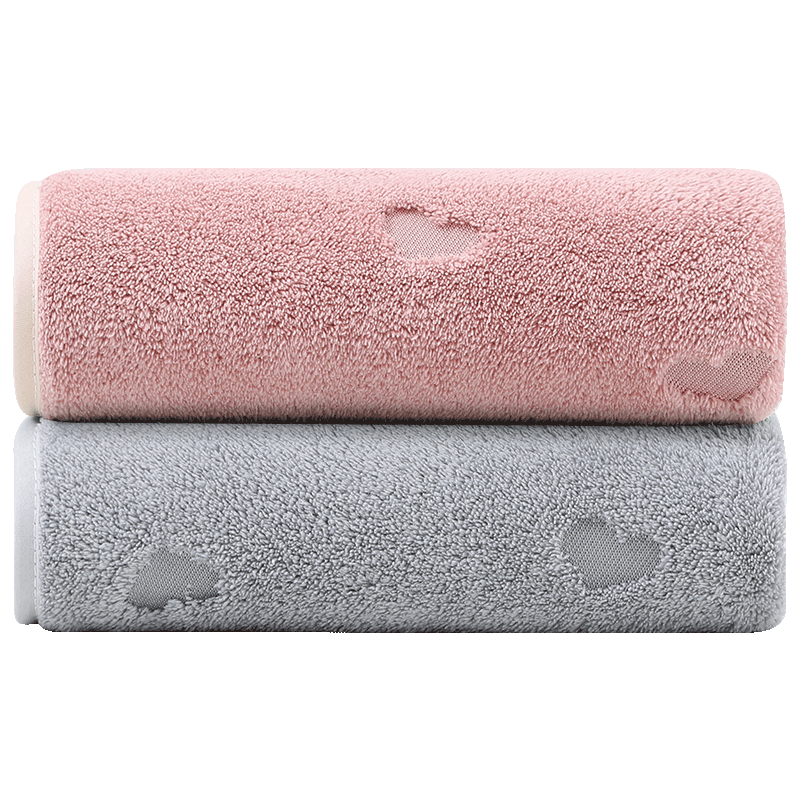 Grace 7A Antibacterial Class A Thickened Absorbent Towels for Men and Women, Face Wash and Hair Drying Sports Large Towels, Gray + Purple Set of 2