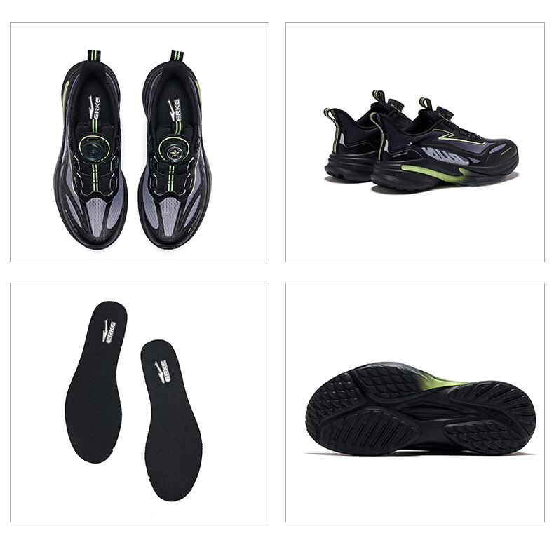 ERKE Kids Running Shoes Boys and Girls Children's Durable Sports Shoes Black Size 35 16