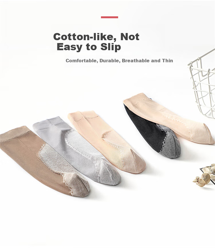 LangSha Silk Stockings, Short 6 Pairs, Spring And Summer Thin Style Women's Socks, Flesh Color Mid-Calf, Reinforced Sole, Non-Slip Short Socks, One Size Fits All, 6 Pairs Per Pack 2