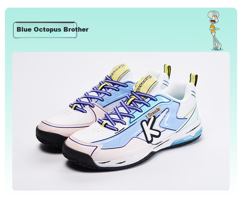 KAWASAKI Badminton Shoes SpongeBob SquarePants Collaboration Edition Sports Shoes for Men And Women C32026 Blue-Squid Brother Size 42 17